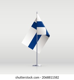 Finland flag state symbol isolated on background national banner. Greeting card National Independence Day of the Republic of Finland. Illustration banner with realistic state flag.