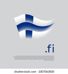Finland flag. Stripes colors of the finnish flag on a white background. Vector design national poster with fi domain, place for text. Brush strokes. State patriotic banner of finland, cover