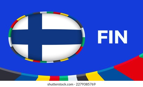 Finland flag stylized for European football tournament qualification. Flag on vector background.