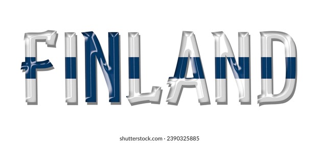 FINLAND flag text font, 3D FINLAND flag colorful background, FINLAND flag vector illustration