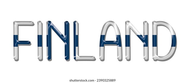 FINLAND flag text font, 3D FINLAND flag colorful background, FINLAND flag vector illustration