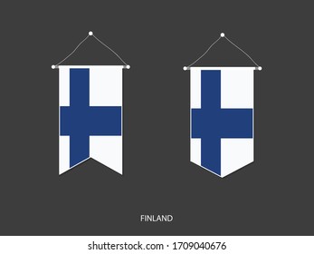 Finland flag in various shape, Soccer Flag Pennant Vector ,Vector illustration.