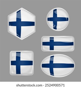 Bandera de Finlandia con varias Formas Vector eps para elemento de diseño, decoración, Anuncio, emblema, promoción, evento, vacaciones, publicación en redes sociales, ícono, póster, etc. Editable y escalable.