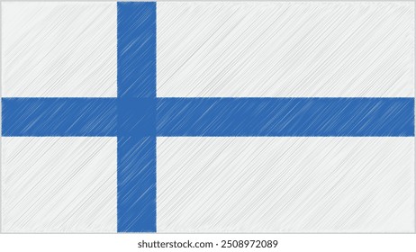 Vector de la bandera de Finlandia y estilo de la tela Diseño de fondo.