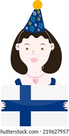 Señal de bandera de Finlandia, mano vectorial de EUR