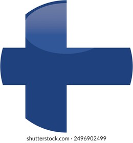 Finland flag vector icon. Glossy round icon with flag of the Finland on white background