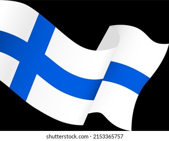 Finland flag wave  isolated  on png or transparent background,Symbol Finland. vector illustration
