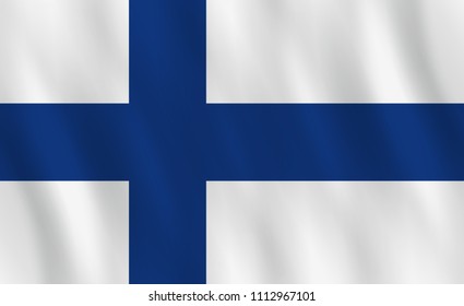 Finland flag with waving effect, official proportion.