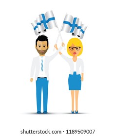 Finland flag waving man and woman