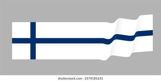 Finland flag waving style. Vector illustration. 
