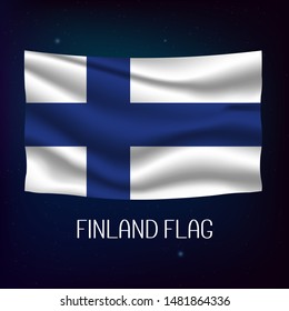 Finland flag waving with the wind, 3D illustration - Vector
