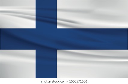 Finland flag waving with wind effect