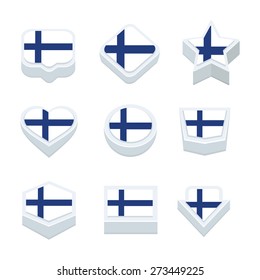 finland flags icons and button set nine styles