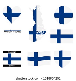Finland flags and a map