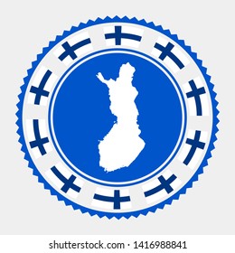 Finland flat stamp. Round logo with map and flag of Finland. Vector illustration.