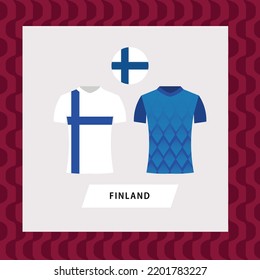 Finland football national team uniform flat illustration. European football team.