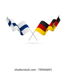 Finland and Germany flags. Crossed flags. Vector illustration.