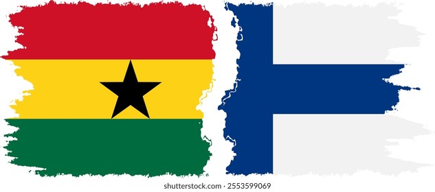 Finland and Ghana grunge flags connection, vector