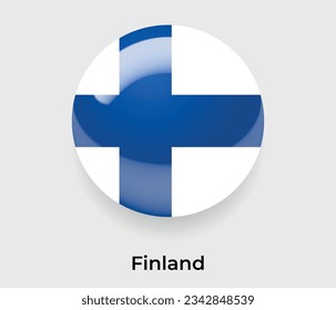 Finlandia lustroso bandera nacional burbuja forma redonda icono de ilustración vectorial