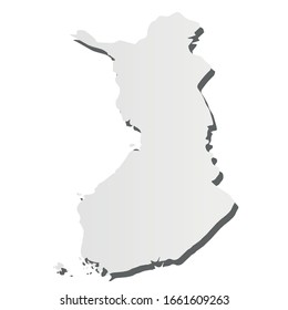 Finland - grey 3d-like silhouette map of country area with dropped shadow. Simple flat vector illustration.
