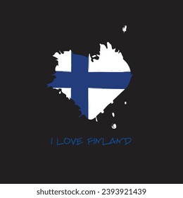 Finland grunge flag heart design. Vector illustration.