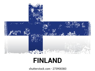 Finland grunge flag isolated vector in official colors and Proportion Correctly. country's name label in bottom