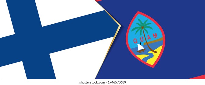 Finland and Guam flags, two vector flags symbol of relationship or confrontation.