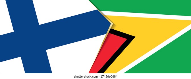 Finland and Guyana flags, two vector flags symbol of relationship or confrontation.