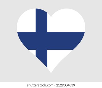 Finland Heart Flag. Finnish Finn Love Shape Country Nation National Flag. Republic of Finland Banner Icon Sign Symbol. EPS Vector Illustration. svg