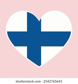 Bandera de Finlandia. Símbolo de amor. Ilustración vectorial	