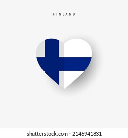 Finland heart shaped flag. Origami paper cut Finnish national banner. 3D vector illustration isolated on white with soft shadow.