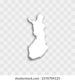 Finland high detailed vector representation of country silhouette. White color on transparent background with dropped shadow. For educational, decorative, or informational use.