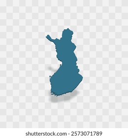 Finland high detailed vector representation of country silhouette. 3D map on transparent background with dropped shadow. For educational, decorative, or informational use.