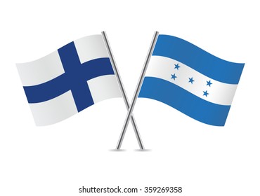 Finland and Honduras flags. Vector illustration.