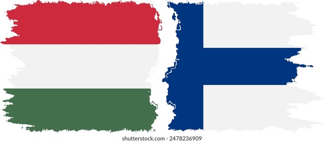 Finland and Hungary grunge flags connection, vector