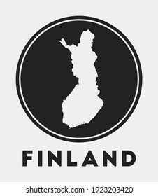 Finland icon. Round logo with country map and title. Stylish Finland badge with map. Vector illustration.