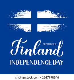 Finland Independence Day calligraphy hand lettering. Finnish holiday celebrate on December 6. Easy to edit vector template for banner, typography poster, flyer, sticker, greeting card, postcard, etc.