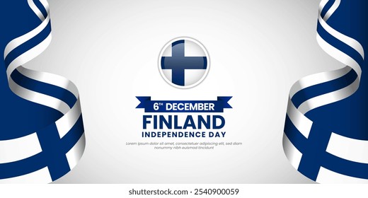 Finland independence day celebration Banner Background with Waving flag and blank text space