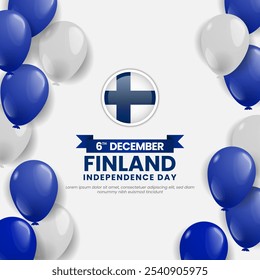 Finland Independence Day Design Background with balloons national colors illustration For Greeting