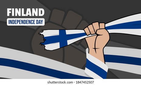 Finland Independence Day design with Gripping hands Finland Flag vector illustration. Good template for Finland National day or Independence Day design.