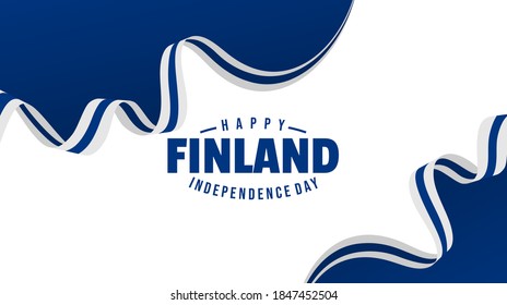 Diseño del Día de la Independencia de Finlandia con ilustración vectorial de cinta blanca y azul. Buen modelo para el Día Nacional de Finlandia o el diseño del Día de la Independencia.