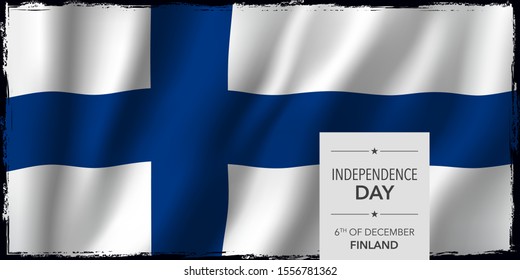 Finland independence day greeting card, banner vector illustration. Finish national holiday 6th of December design element with bodycopy 