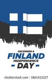 Finland Independence Day. National happy holiday, celebrated annual in December 6. Finland flag. Patriotic elements. Poster, card, banner and background. Vector illustration
