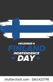 Finland Independence Day. National happy holiday, celebrated annual in December 6. Finland flag. Patriotic elements. Poster, card, banner and background. Vector illustration