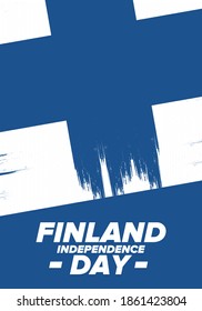 Día de la Independencia de Finlandia. Fiesta nacional feliz, celebrada anualmente el 6 de diciembre. Bandera de Finlandia. Elementos patrióticos. Cartel, tarjeta, cartel y fondo. Ilustración del vector