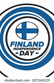 Finland Independence Day. National happy holiday, celebrated annual in December 6. Finland flag. Patriotic elements. Poster, card, banner and background. Vector illustration