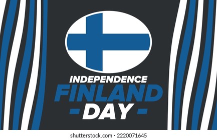 Finland Independence Day. National happy holiday, celebrated annual in December 6. Finland flag. Patriotic elements. Poster, card, banner and background. Vector illustration