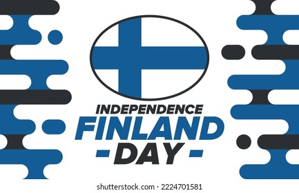 Finland Independence Day. National happy holiday, celebrated annual in December 6. Finland flag. Patriotic elements. Poster, card, banner and background. Vector illustration