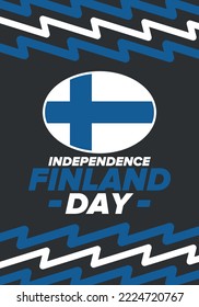 Finland Independence Day. National happy holiday, celebrated annual in December 6. Finland flag. Patriotic elements. Poster, card, banner and background. Vector illustration