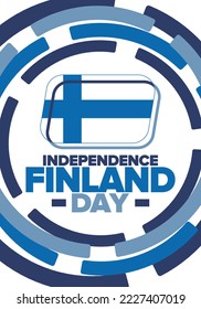 Finland Independence Day. National happy holiday, celebrated annual in December 6. Finland flag. Patriotic elements. Poster, card, banner and background. Vector illustration